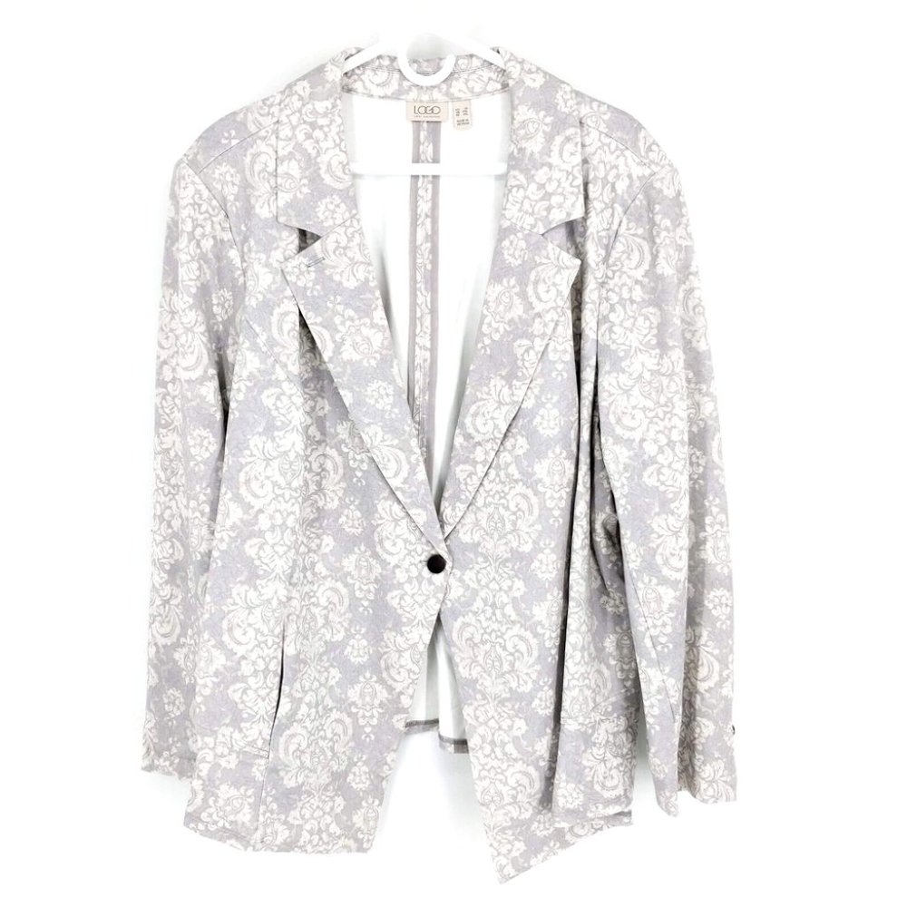 LOGO by Lori Goldstein Gray and White Blazer